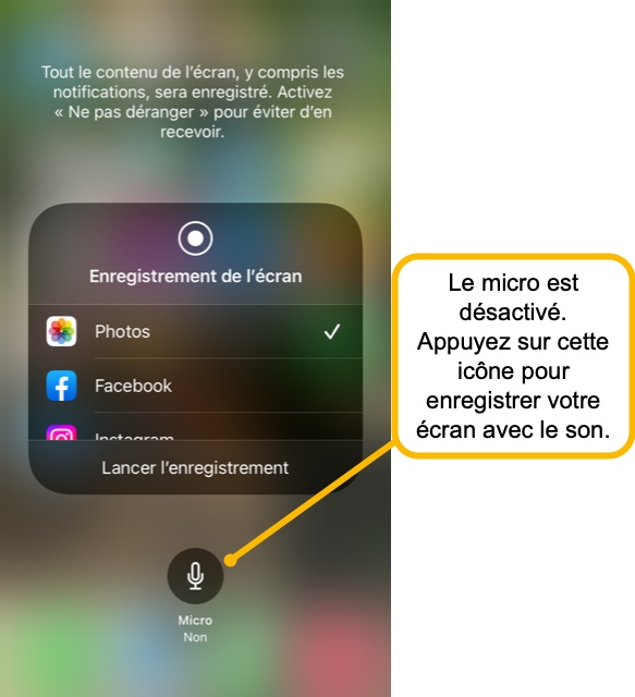 Utilisez un microphone externe pour enregistrer l’écran de votre iPhone.