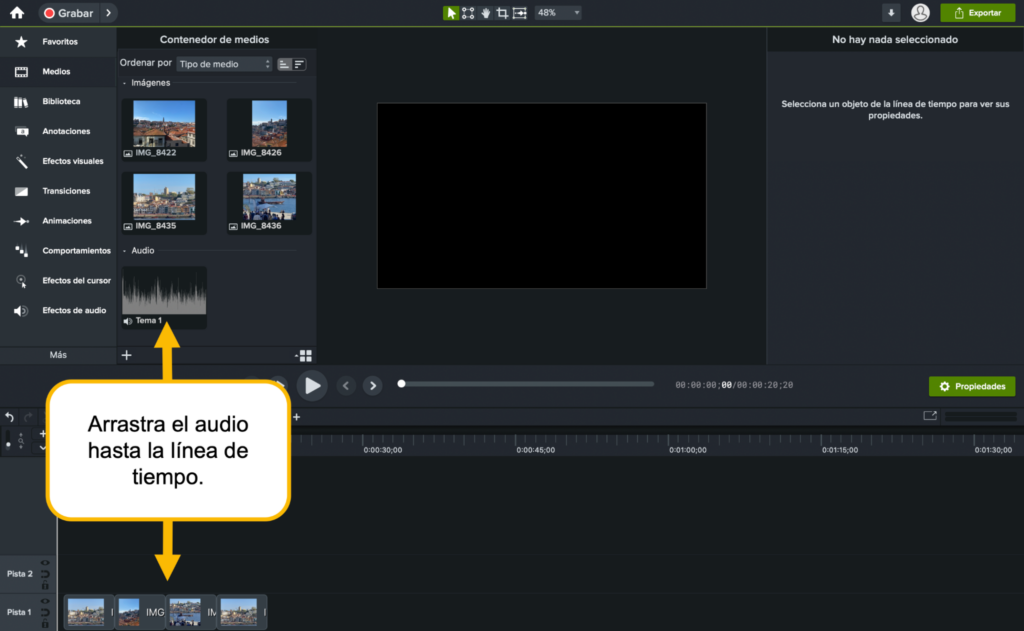 Agregar musica al video con Camtasia