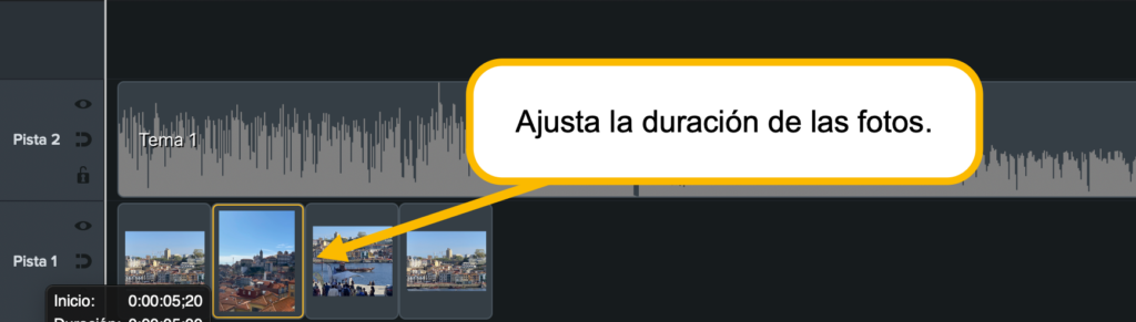 Ajustar la duracion de las fotos con Camtasia