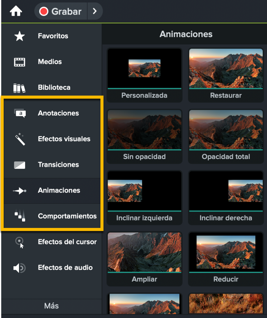 Anadir efectos y texto con Camtasia