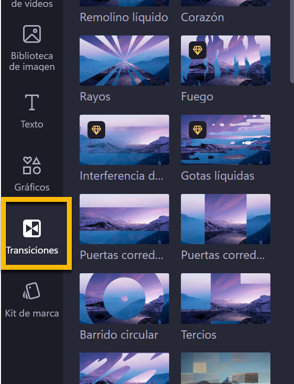 Clipchamp : anadir las transiciones