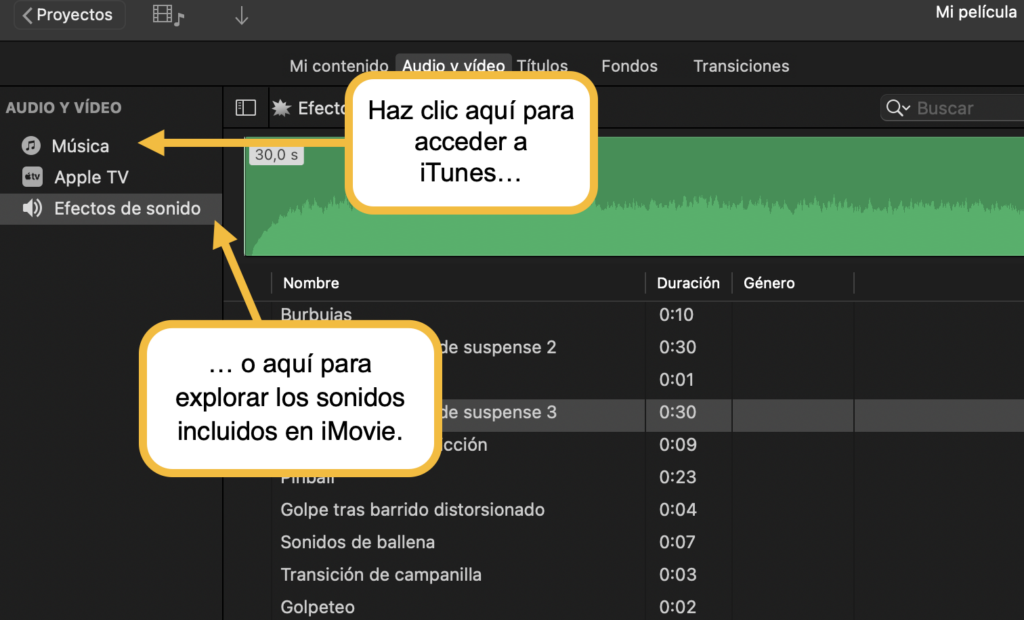 iMovie : agregar musica