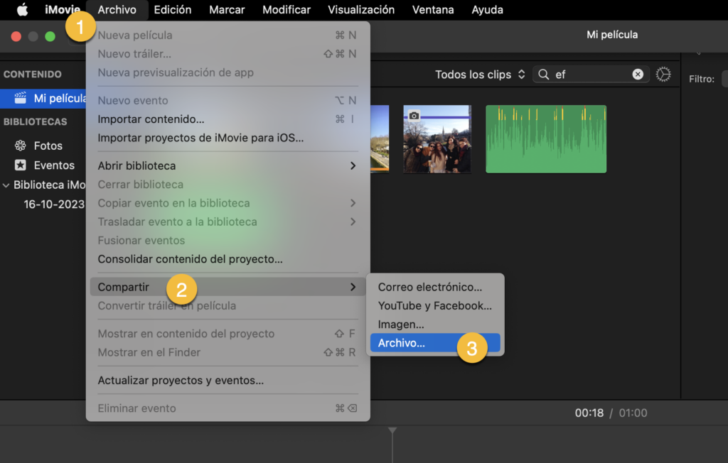 iMovie : exportar la video