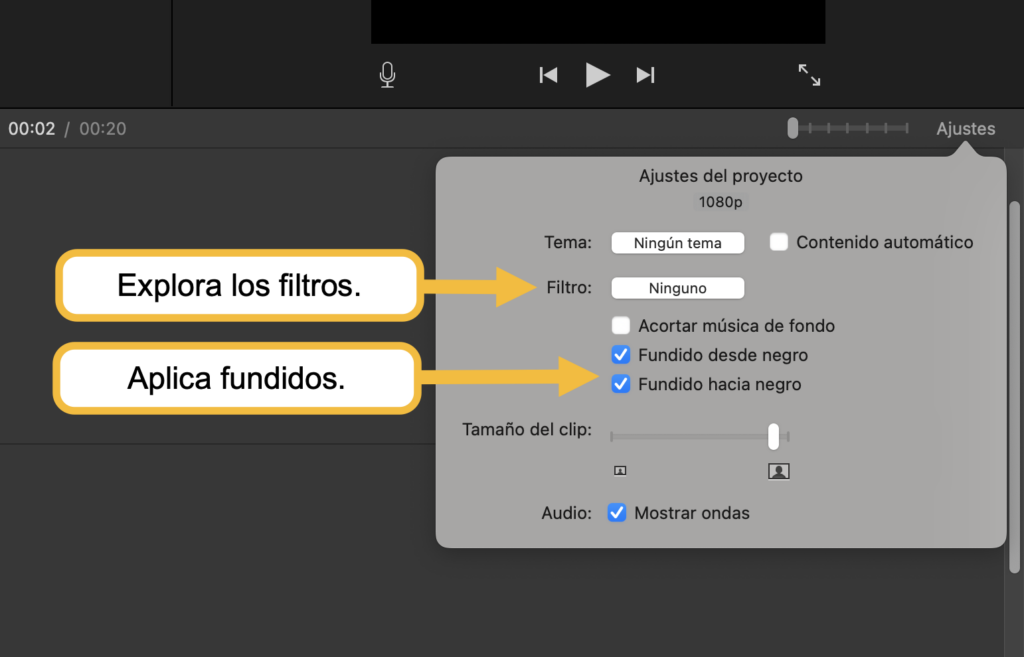 iMovie : aplicar filtros