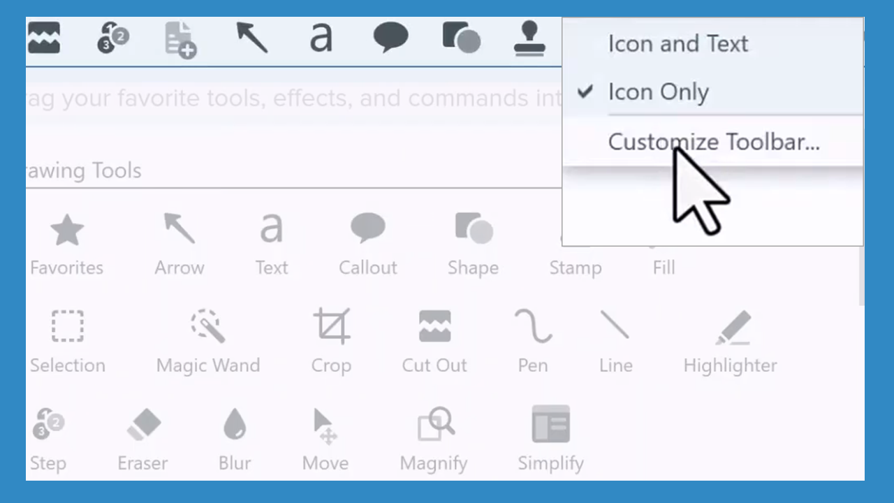 Personalizar la barra de herramientas de Snagit