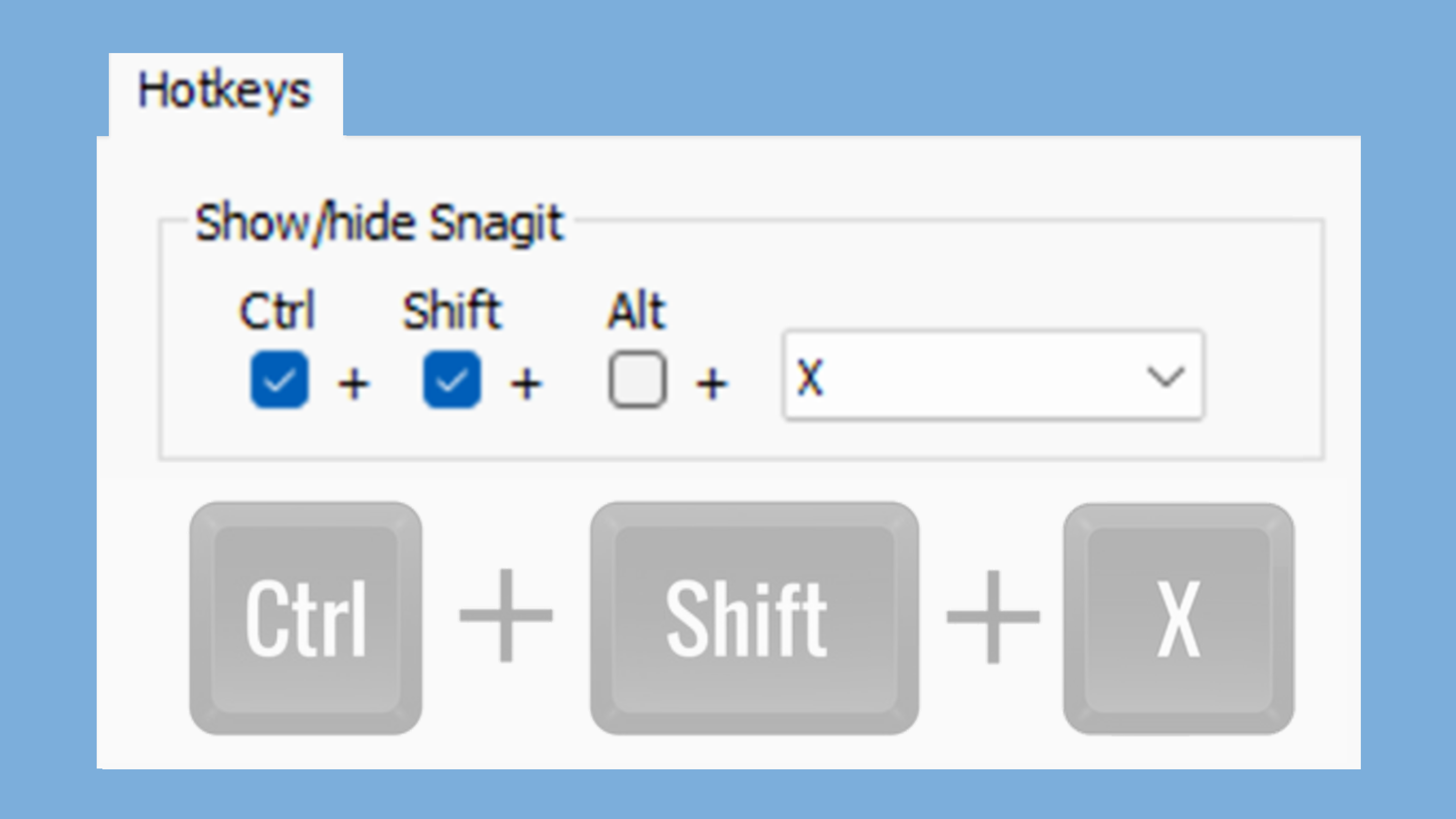 Combinaciones de teclas de captura de Snagit