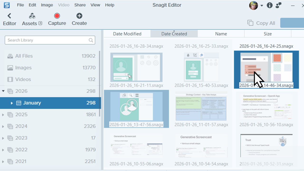 Introducción a la biblioteca de Snagit