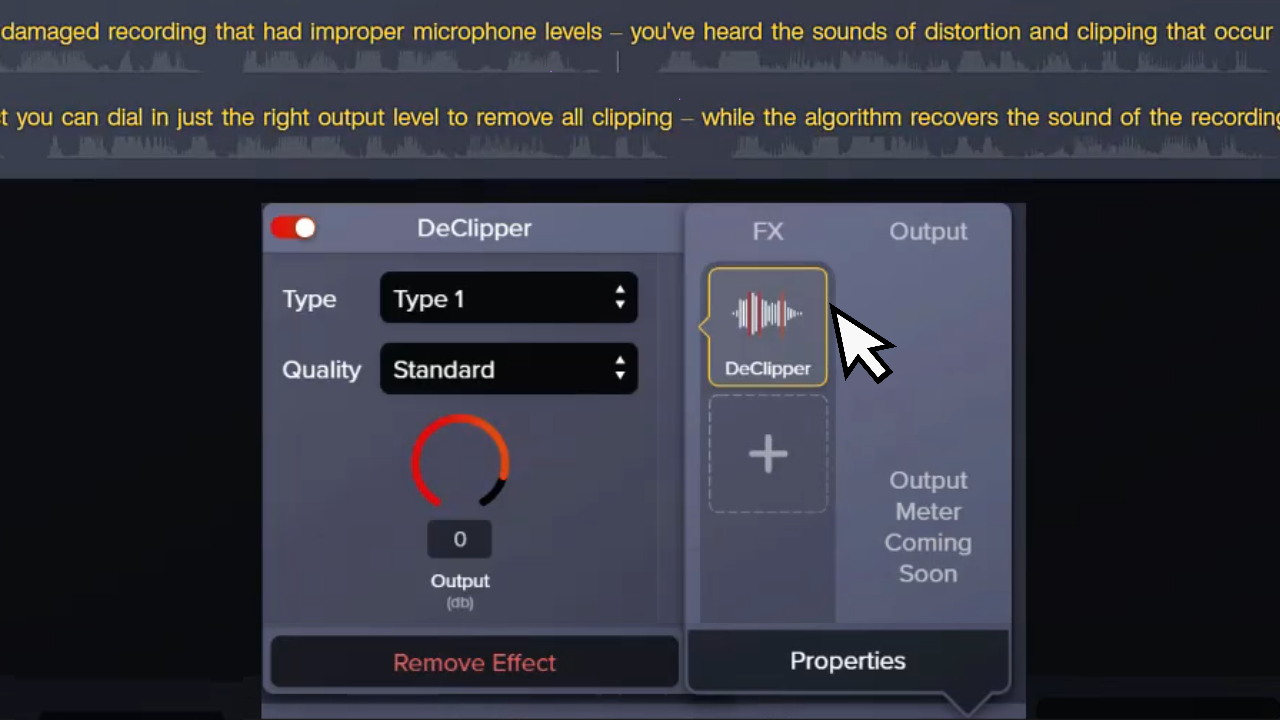 Efecto de audio de eliminación de saturación