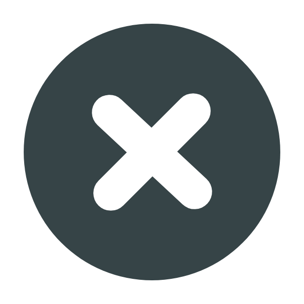 white x in gray circle